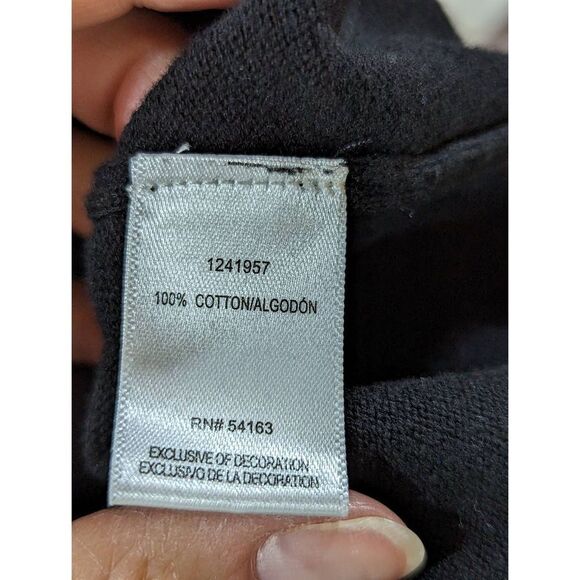 DKNY Jeans Women's Black V-Neck Cotton with Rhinestones Long-Sleeve Sweater Size - Picture 4 of 7